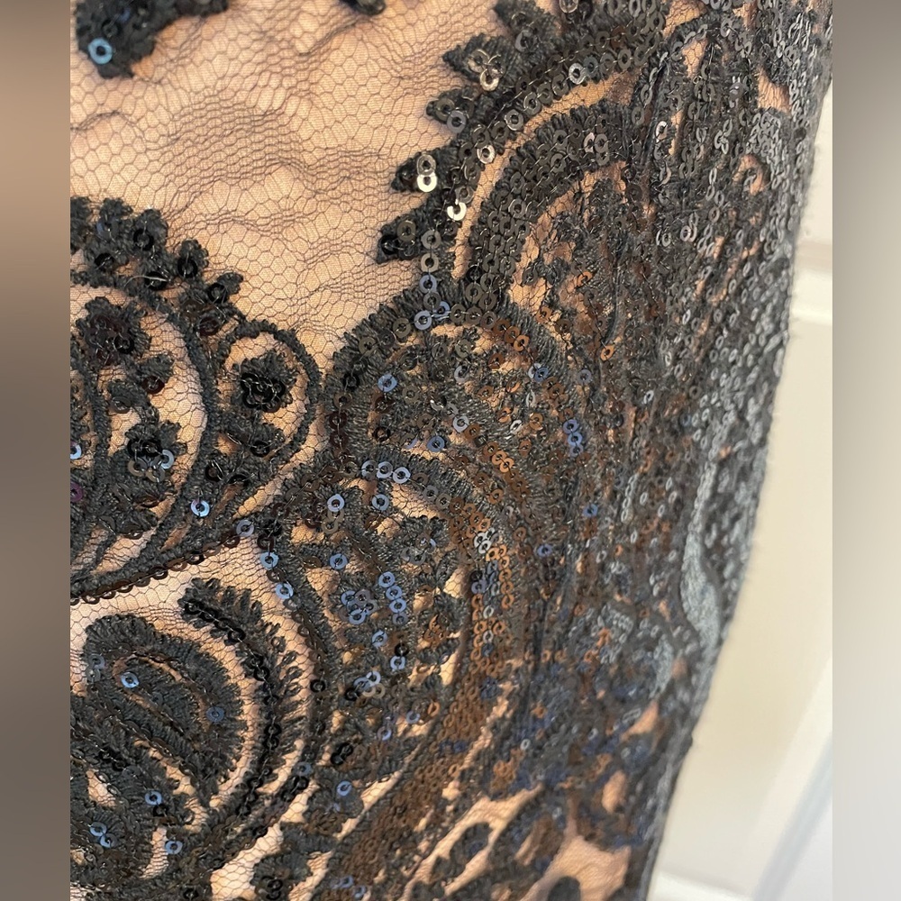Free People Mini Black Sequence Cocktail deep V front and back dress Size 4 - Picture 5 of 12